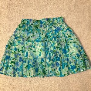 Vibrant Floral Mini Skirt in Blue and Green